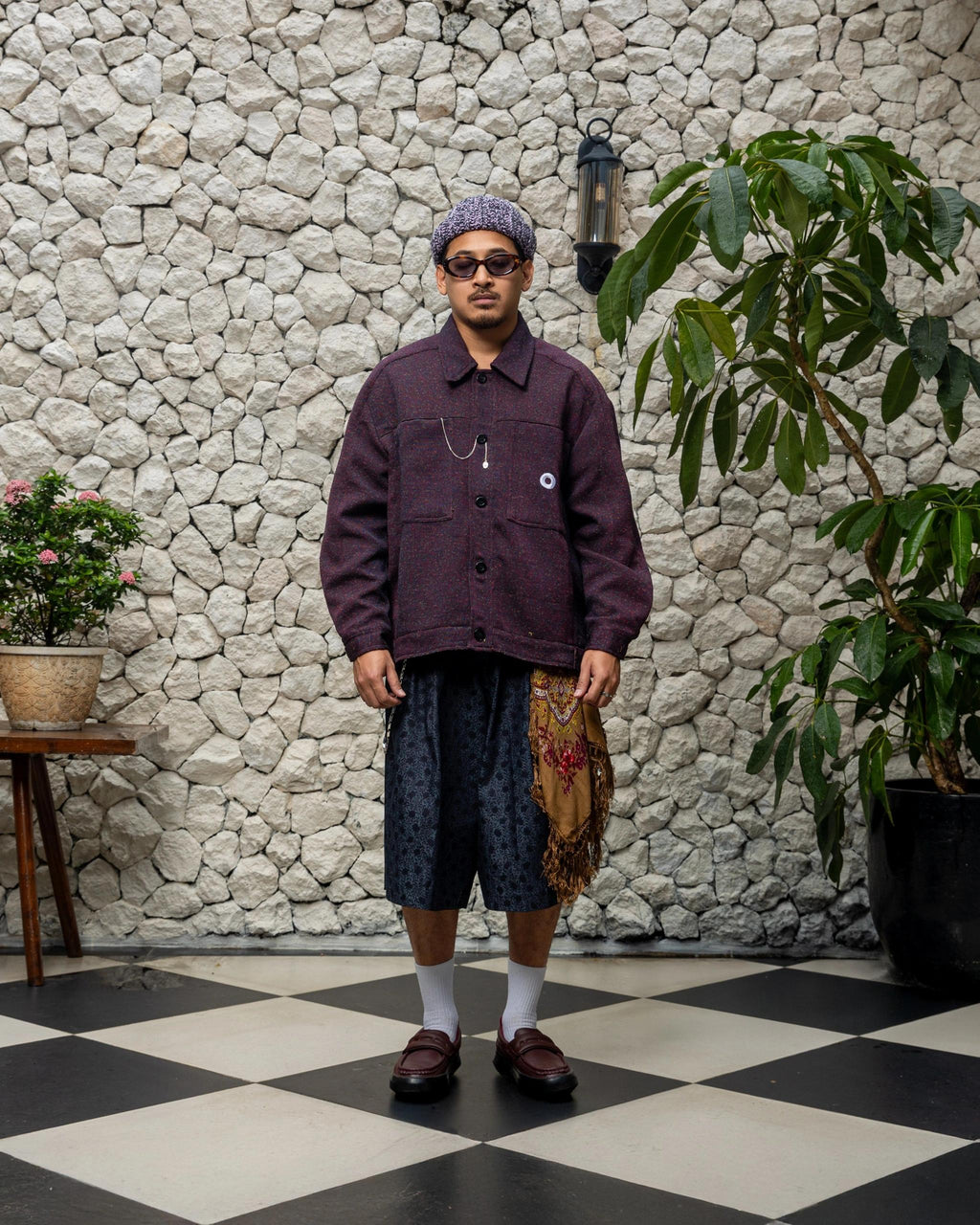 OXIDE MAROON BOXY JACKET オキサイド マルーン ボクシー ジャケット